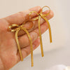 Stainless Steel Bow Women's Earrings 18K Gold Plated Electroplated