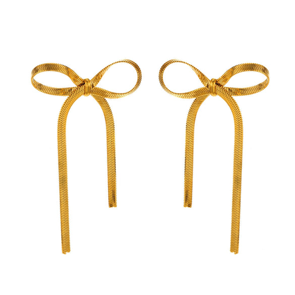 Stainless Steel Bow Women's Earrings 18K Gold Plated Electroplated