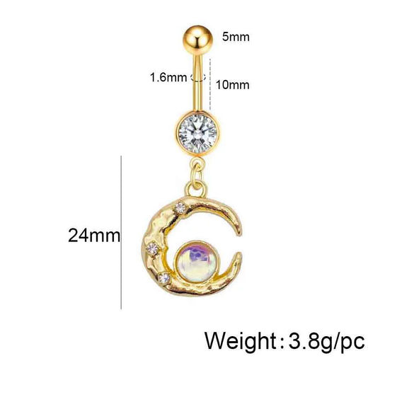 Stainless Steel Bow Zircon Unisex Body Piercing Jewelry Navel Ring