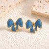 Stainless Steel Bowshaped Earrings For Women With Enamel Drip Glaze Geometric Fashion Ear Accessories