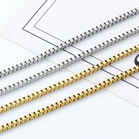 Stainless Steel Box Chain Vacuum Plated Real Gold Color Retention Diy Necklace Sweater Chain Bracelet
