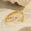 Stainless Steel Bracelet And Ring Electroplated With 18K Gold Geometric Pattern Hand Jewelry For Women