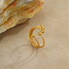 Stainless Steel Bracelet And Ring Electroplated With 18K Gold Geometric Pattern Hand Jewelry For Women