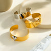 Stainless Steel Bracelet And Ring Set With Three Dimensional Heart Pattern Gold Tone Vacuum Plated Jewelry For Women