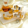 Stainless Steel Bracelet And Ring Set With Three Dimensional Heart Pattern Gold Tone Vacuum Plated Jewelry For Women