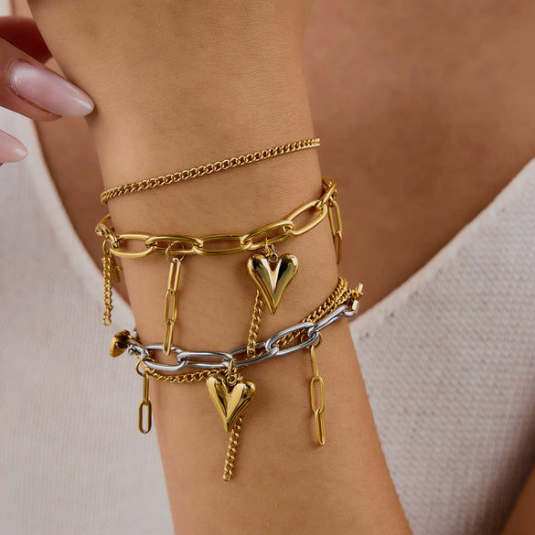 Stainless Steel Bracelet Electroplating Heart Geometric Women's Jewelry