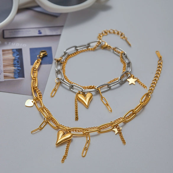 Stainless Steel Bracelet Electroplating Heart Geometric Women's Jewelry