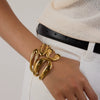 Stainless Steel Bracelet Minimalist Style Geometric Design Electroplating Doublelayer Spring Opening Smooth Lines