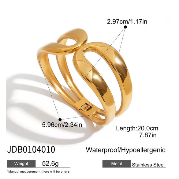 Stainless Steel Bracelet Minimalist Style Geometric Design Electroplating Doublelayer Spring Opening Smooth Lines