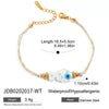 Stainless Steel Bracelet Ocean Style Geometric Pattern Blue Turquoise Flat And Round Beads Electroplated