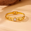 Stainless Steel Bracelet Retro Fashion Style With Shell Five Petal Flower Leaves Hollow Gold Plated