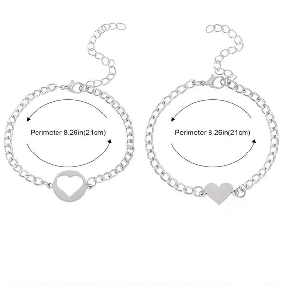 Stainless Steel Bracelet Unisex Simple Hollow Love Sun Moon With Heart Geometric Pattern Polished