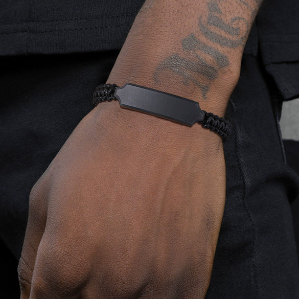 Stainless Steel Braided Adjustable Bracelet For Men With Groove And Curved Design