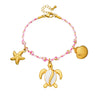 Stainless Steel Braided Women's Animal Pendant Bracelet With Marine Life Shapes And Electroplating