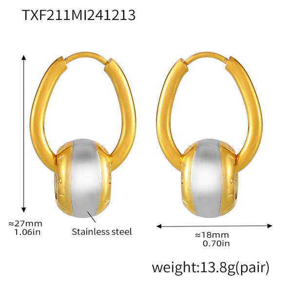 316L Stainless Steel Brushed Gold Texture Crossmirror Earrings Necklace Suit Jewelry Electroplated