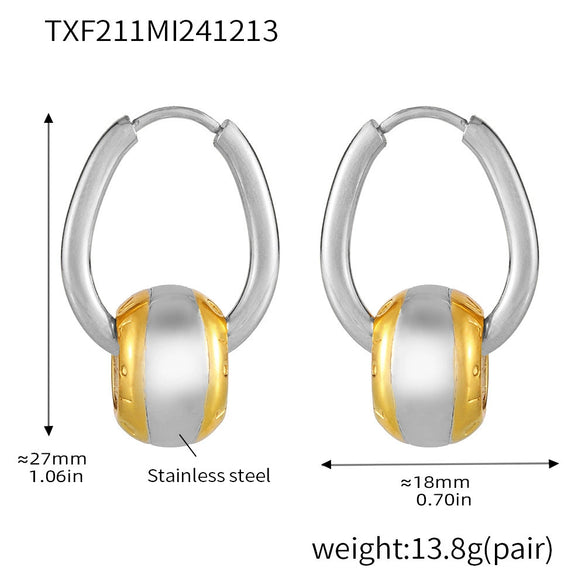 316L Stainless Steel Brushed Gold Texture Crossmirror Earrings Necklace Suit Jewelry Electroplated