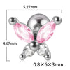 Stainless Steel Butterfly Ear Nail With Zircon And Diamond Lovely Animal Style