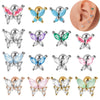 Stainless Steel Butterfly Ear Nail With Zircon And Diamond Lovely Animal Style