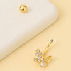 Stainless Steel Butterfly Navel Ring 18K Real Gold Plated Body Piercing Jewelry Accessories For Women