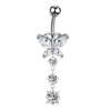 Stainless Steel Butterfly Navel Ring With Diamond Design And Alloy Inlaid Artificial Gemstones For Women Body Piercing Jewelry
