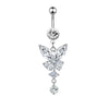 Stainless Steel Butterfly Navel Ring With Diamond Design And Alloy Inlaid Artificial Gemstones For Women Body Piercing Jewelry