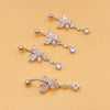 Stainless Steel Butterfly Navel Ring With Diamond Design And Alloy Inlaid Artificial Gemstones For Women Body Piercing Jewelry
