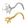Stainless Steel Butterfly Nose Stud And Ring With Sun Lightning Five Star Shapes Electroplated Piercing Nose Jewelry