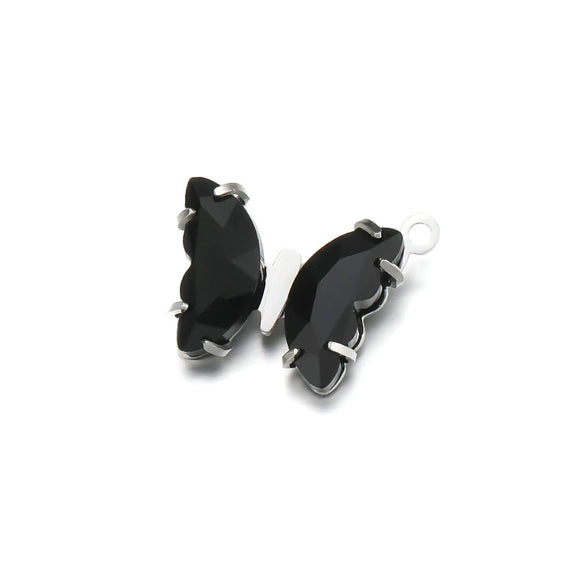 Stainless Steel Butterfly Pendant Jewelry Accessories With Dripping Oil Treatment