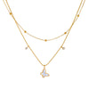 Stainless Steel Butterfly With Acrylic Diamond Bead Double Layer Women's Fashion Necklace And Anklet