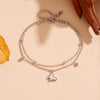 Stainless Steel Butterfly With Acrylic Diamond Bead Double Layer Women's Fashion Necklace And Anklet