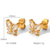 Stainless Steel Butterfly Zircon Star Fivepetal Flower Pearl Earrings With Electroplating For Women