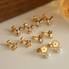 Stainless Steel Butterfly Zircon Star Fivepetal Flower Pearl Earrings With Electroplating For Women