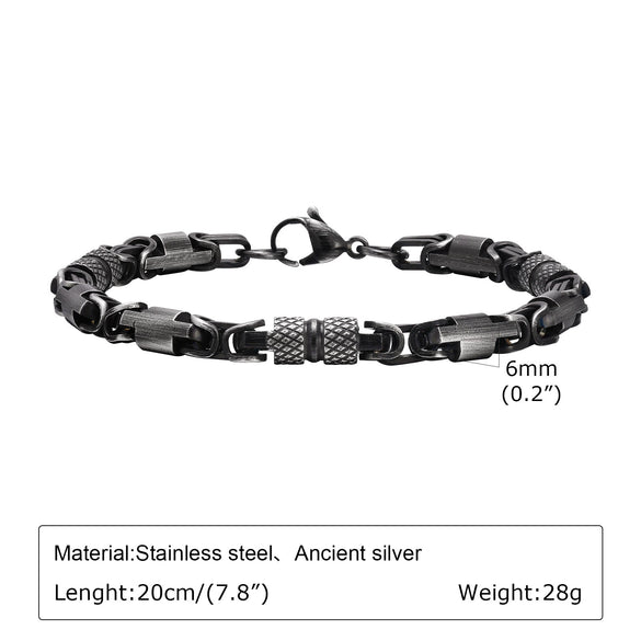 Stainless Steel Byzantine Style Men's Electroplating Handicraft Chain Bracelet