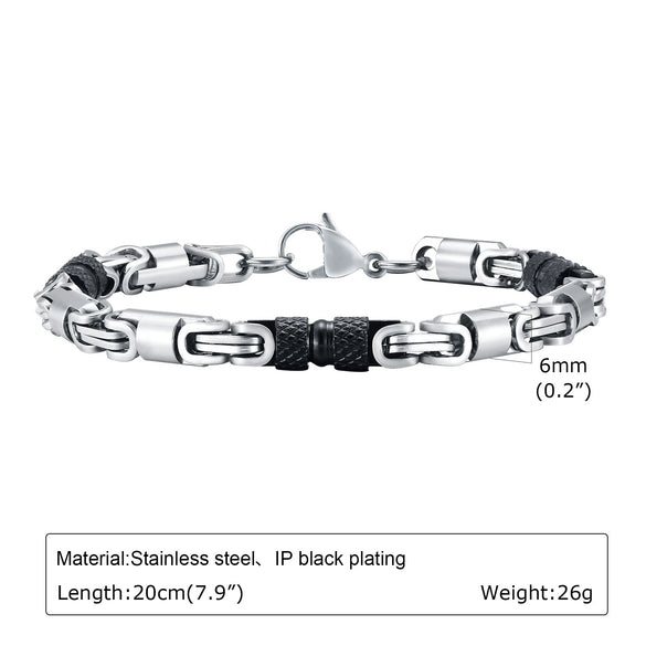 Stainless Steel Byzantine Style Men's Electroplating Handicraft Chain Bracelet