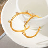 Stainless Steel C Shape Hoop Earrings With Zircon Inlay Geometric Ins Style Electroplated Fashion Earrings For Women