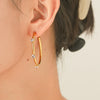 Stainless Steel C Shape Hoop Earrings With Zircon Inlay Geometric Ins Style Electroplated Fashion Earrings For Women