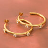 Stainless Steel C Shape Hoop Earrings With Zircon Inlay Geometric Ins Style Electroplated Fashion Earrings For Women