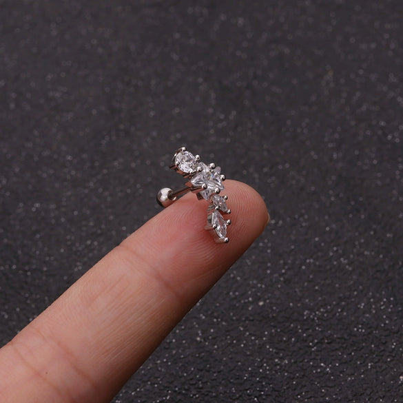 Stainless Steel Cartilage Earrings With Fivepointed Star And Inlaid Zircon