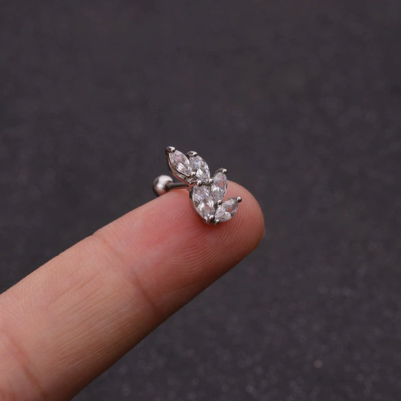 Stainless Steel Cartilage Earrings With Fivepointed Star And Inlaid Zircon