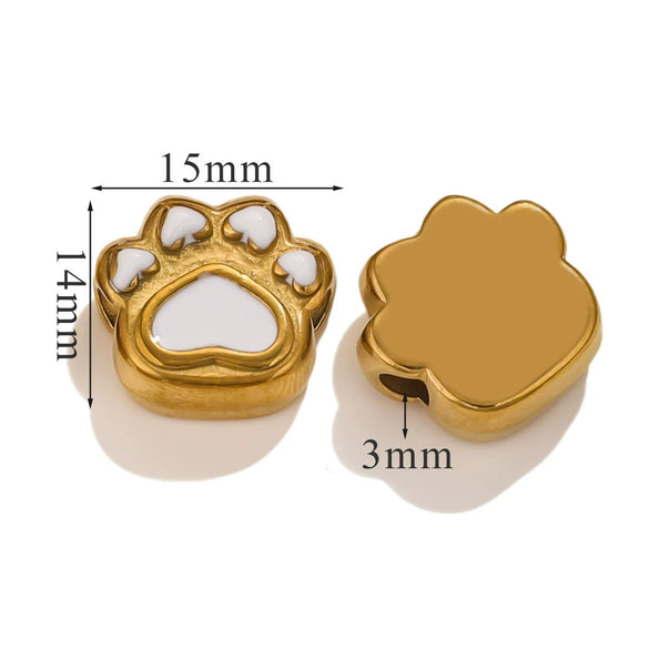 Stainless Steel Cartoon Beads With Oil Dropping Large Hole Eight Eyes Pattern 18K Gold Vacuum Plated Diy Bracelet Jewelry Accessories