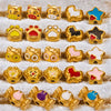Stainless Steel Cartoon Beads With Oil Dropping Large Hole Eight Eyes Pattern 18K Gold Vacuum Plated Diy Bracelet Jewelry Accessories