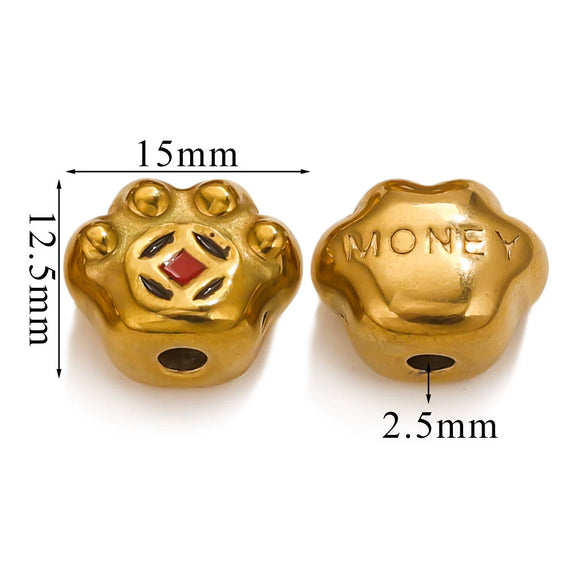 Stainless Steel Cartoon Beads With Oil Dropping Large Hole Eight Eyes Pattern 18K Gold Vacuum Plated Diy Bracelet Jewelry Accessories