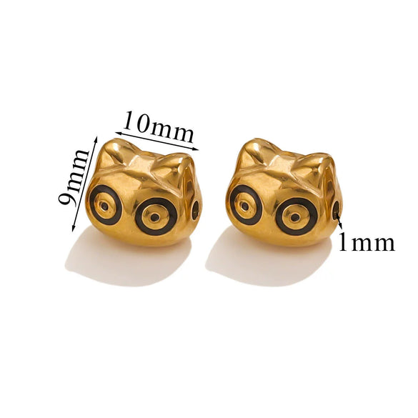 Stainless Steel Cartoon Beads With Oil Dropping Large Hole Eight Eyes Pattern 18K Gold Vacuum Plated Diy Bracelet Jewelry Accessories