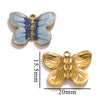 Stainless Steel Cartoon Butterfly Pendant Jewelry Accessories With Oil Dropping Enamel And Vacuum Gold Plated