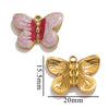 Stainless Steel Cartoon Butterfly Pendant Jewelry Accessories With Oil Dropping Enamel And Vacuum Gold Plated