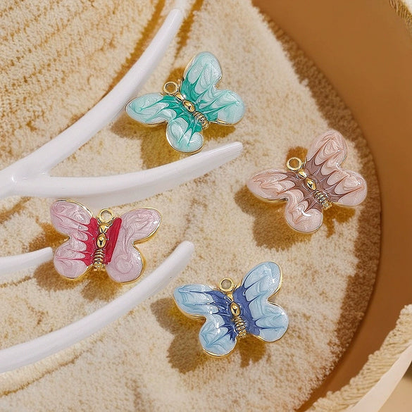 Stainless Steel Cartoon Butterfly Pendant Jewelry Accessories With Oil Dropping Enamel And Vacuum Gold Plated