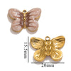 Stainless Steel Cartoon Butterfly Pendant Jewelry Accessories With Oil Dropping Enamel And Vacuum Gold Plated