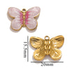 Stainless Steel Cartoon Butterfly Pendant Jewelry Accessories With Oil Dropping Enamel And Vacuum Gold Plated