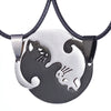 Stainless Steel Cartoon Cat Couple Puzzle Pendant Necklace With Electroplated Finish Unisex Animal Jewelry Gift