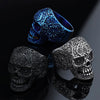 Stainless Steel Carved Skull Ring Polish Trendy Unisex